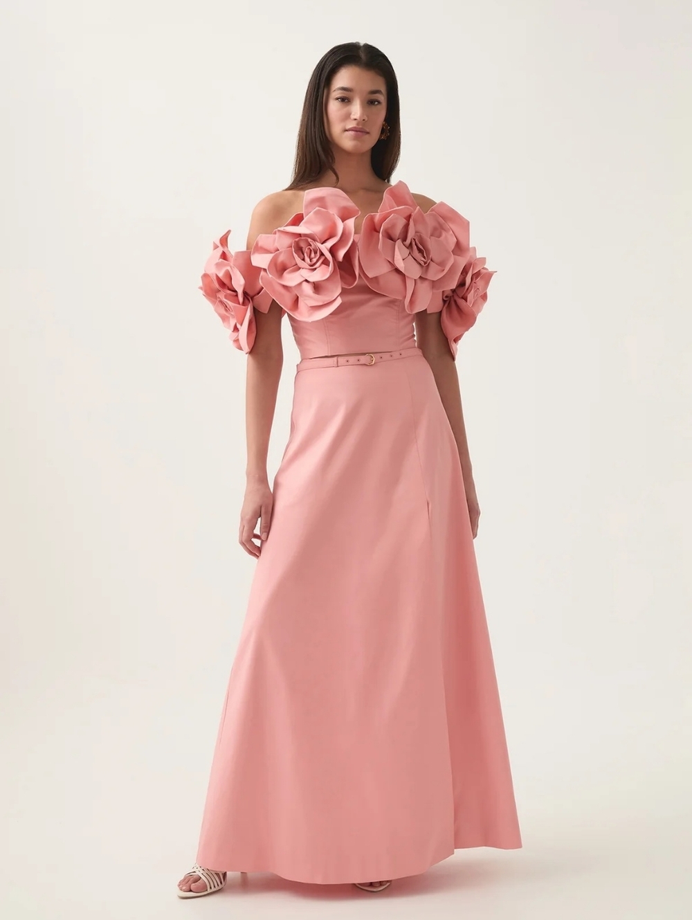 Aje Etta Off-the-shoulder Floral-appliquéd Taffeta Crop Top - Picture 2 of 12